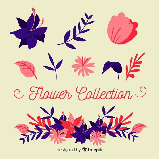 Colección floral moderna con diseño plano