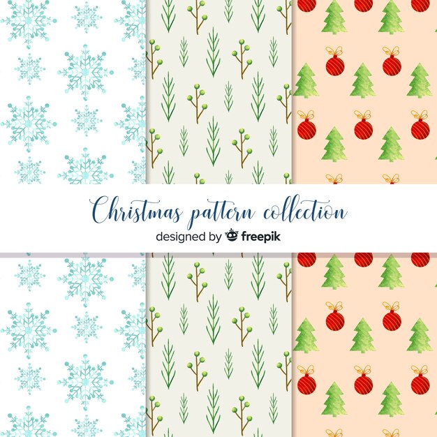 Colección floral de patrones de navidad