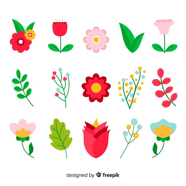 Colección floral plana