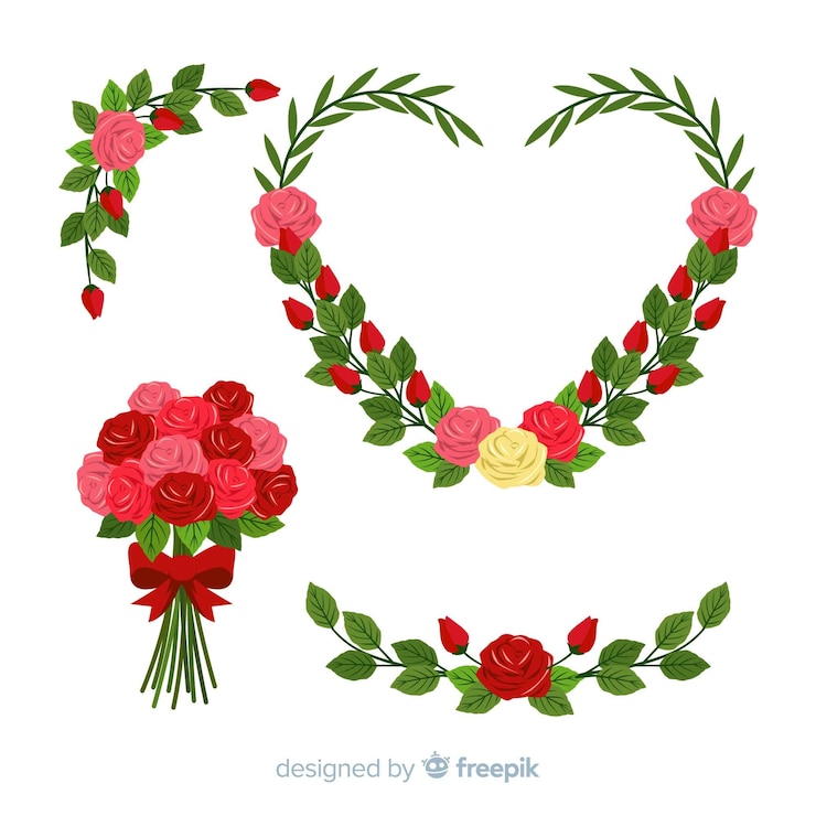 Vector gratuito colección flores día de san valentín