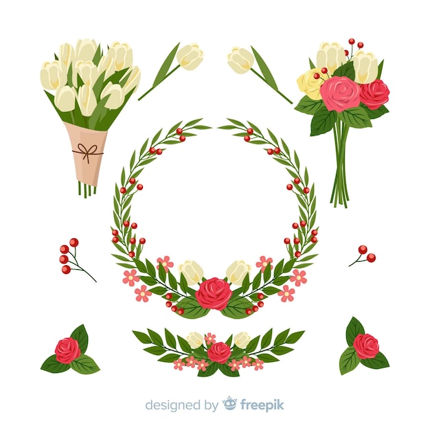 Vector gratuito colección flores día de san valentín