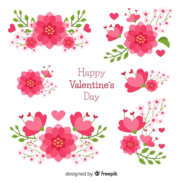 Vector gratuito colección flores día de san valentín