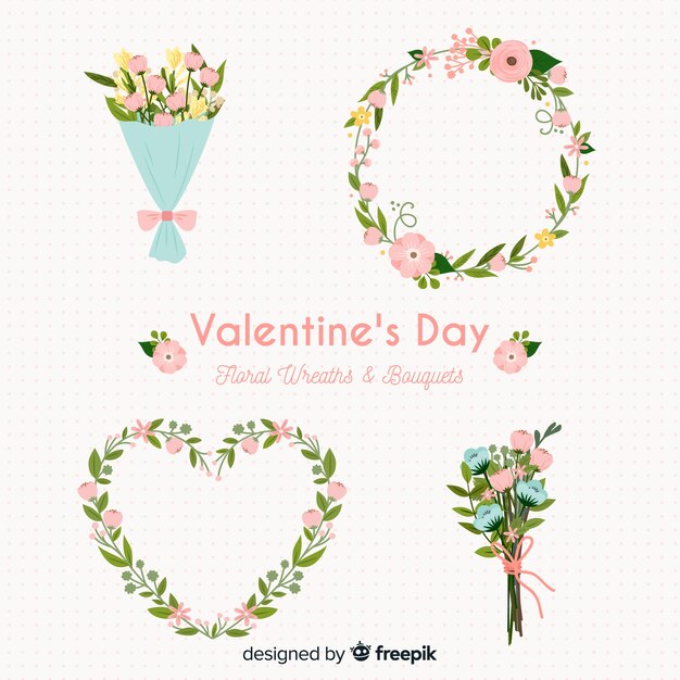 Colección flores día de san valentín