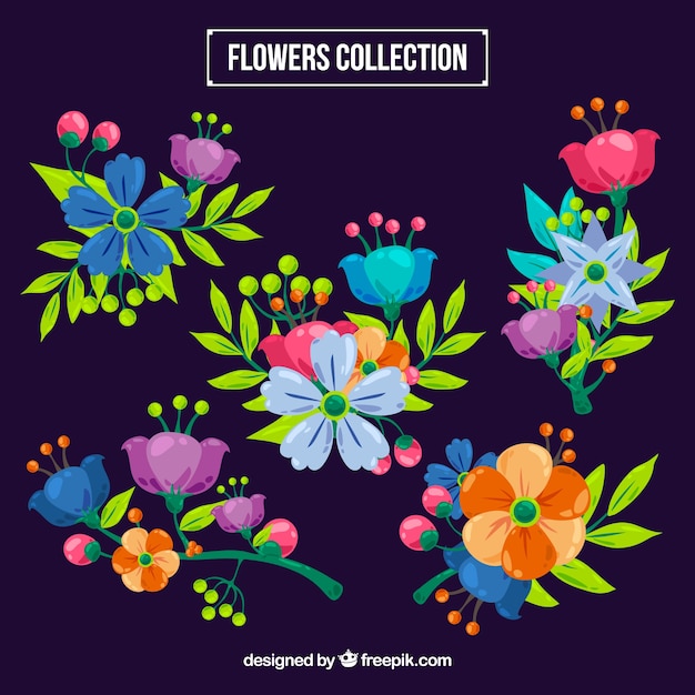 Colección de flores dibujadas a mano