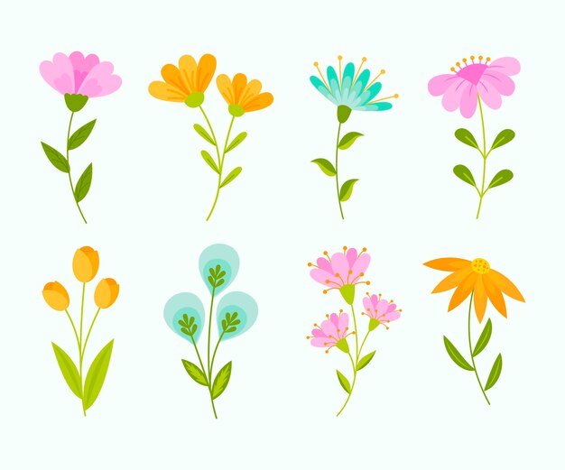 Colección de flores dibujadas a mano