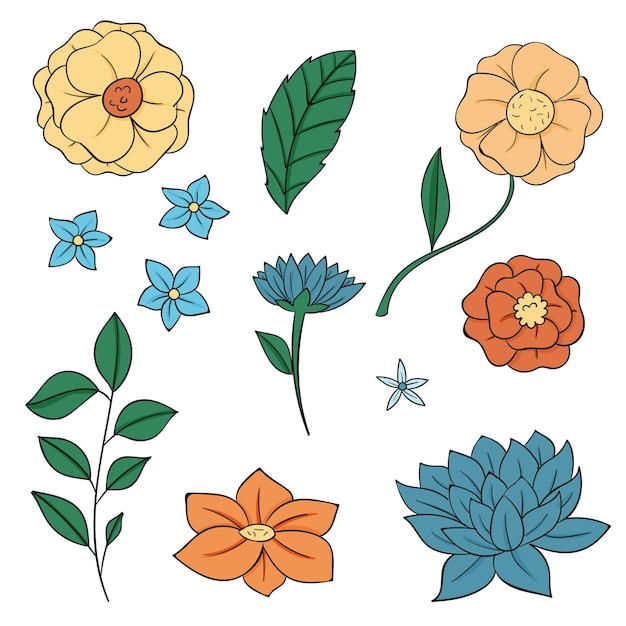 Vector gratuito colección de flores dibujadas a mano