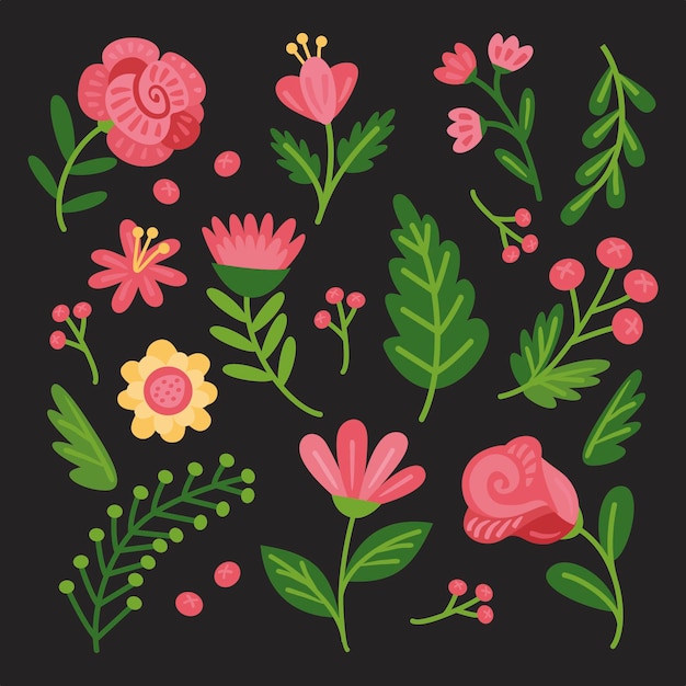 Vector gratuito colección de flores dibujadas a mano