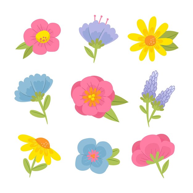 Colección de flores dibujadas a mano