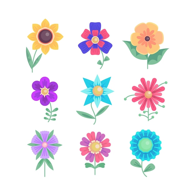 Vector gratuito colección de flores de diseño plano