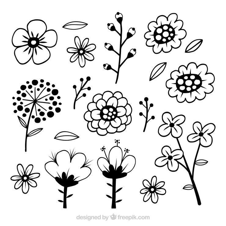 Vector gratuito colección de flores en estilo dibujado a mano