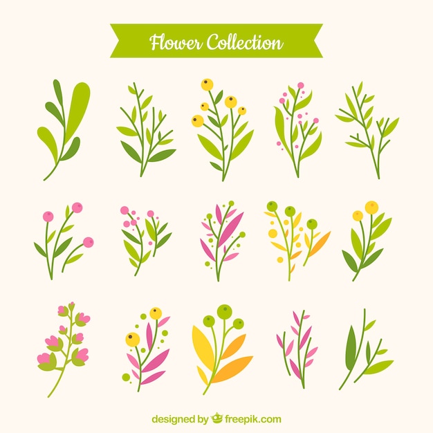 Vector gratuito colección de flores en estilo hecho a mano