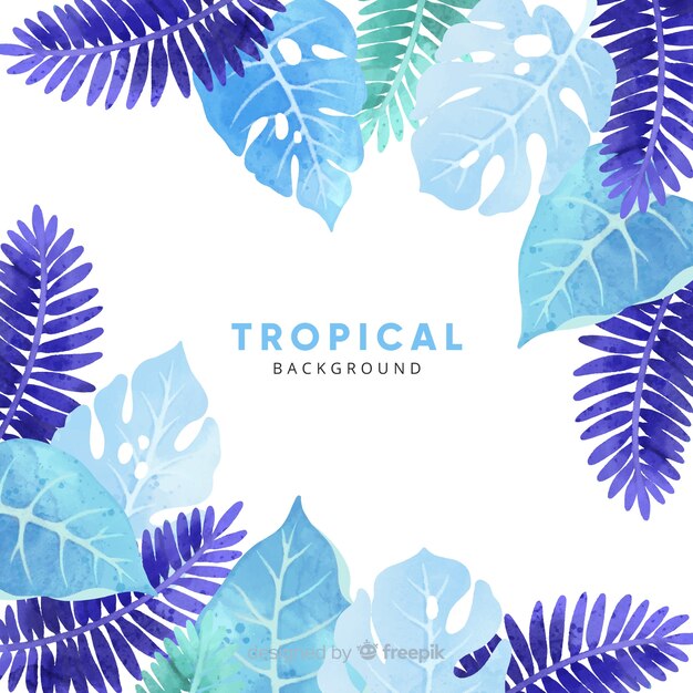 Colección de flores y hojas tropicales