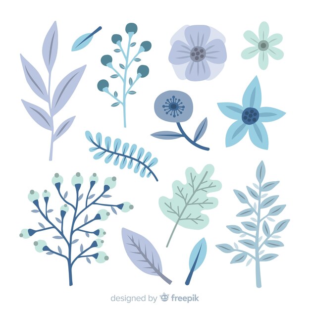 Colección de flores de invierno en diseño plano