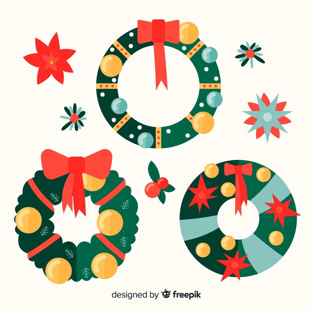 Vector gratuito colección de flores de navidad en estilo flat