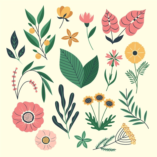 Colección de flores orgánicas de diseño plano