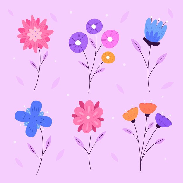 Colección de flores orgánicas de diseño plano