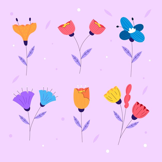Colección de flores planas orgánicas