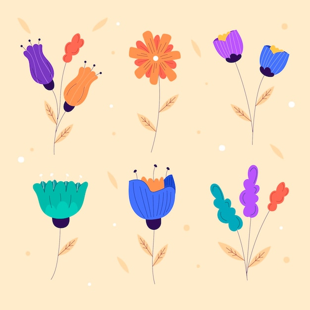 Colección de flores planas orgánicas