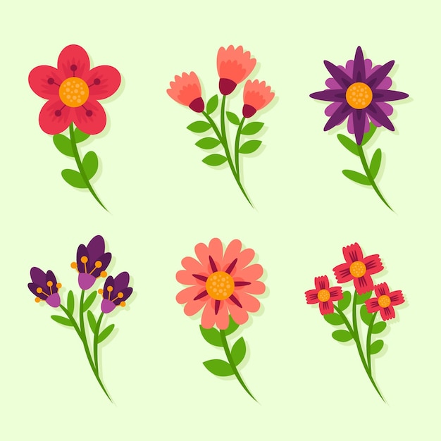 Vector gratuito colección de flores planas orgánicas