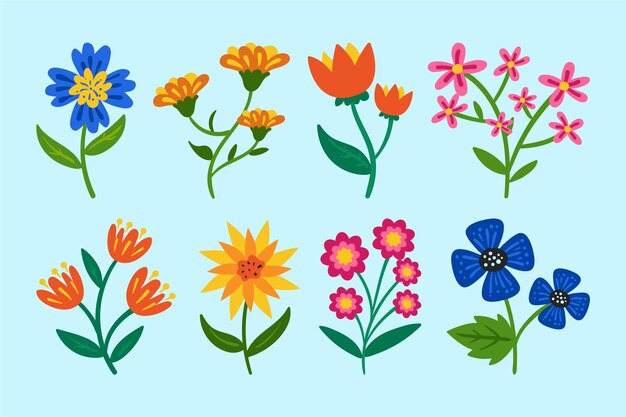 Colección de flores planas orgánicas