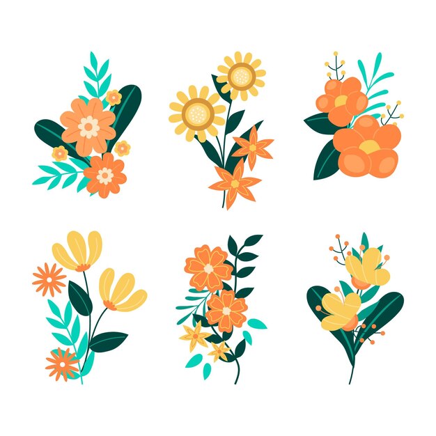 Colección de flores planas orgánicas