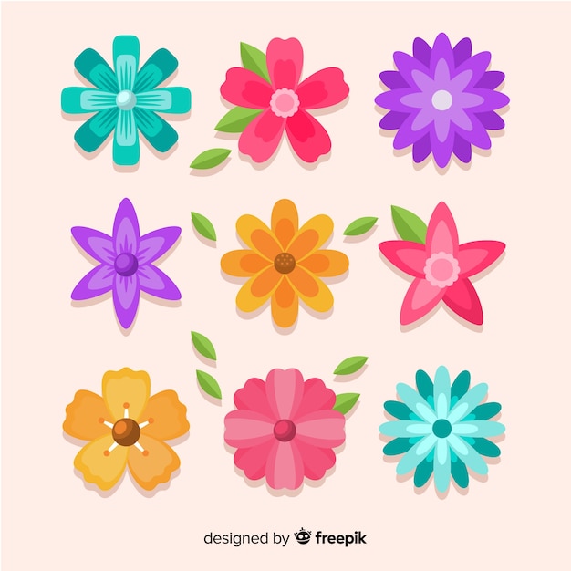 Vector gratuito colección flores planas de primavera