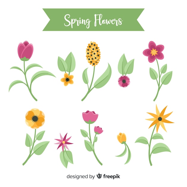 Vector gratuito colección flores primavera bonitas