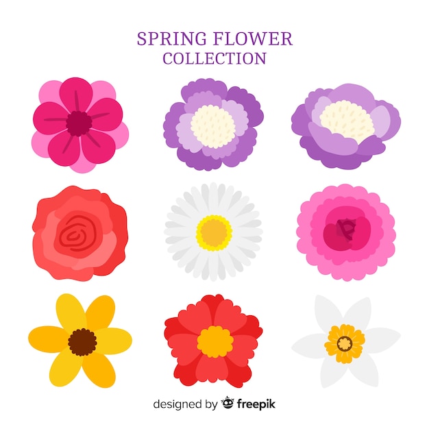 Vector gratuito colección flores primavera dibujadas a mano