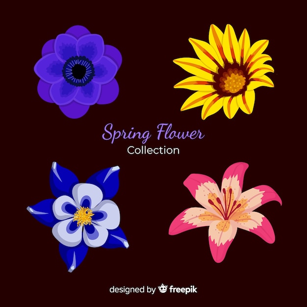Colección flores primavera dibujadas a mano