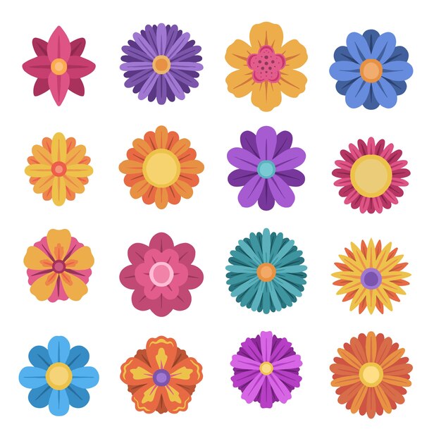 Colección de flores de primavera dibujadas a mano
