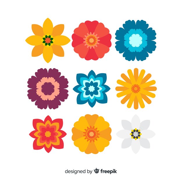 Colección de flores de primavera en diseño plano