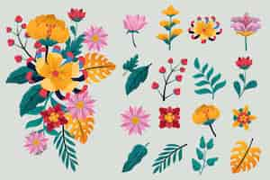 Vector gratuito colección de flores de primavera en diseño plano