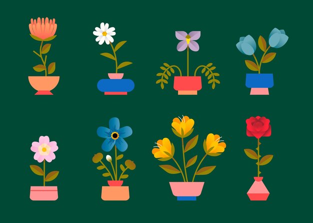 Colección de flores de primavera en diseño plano