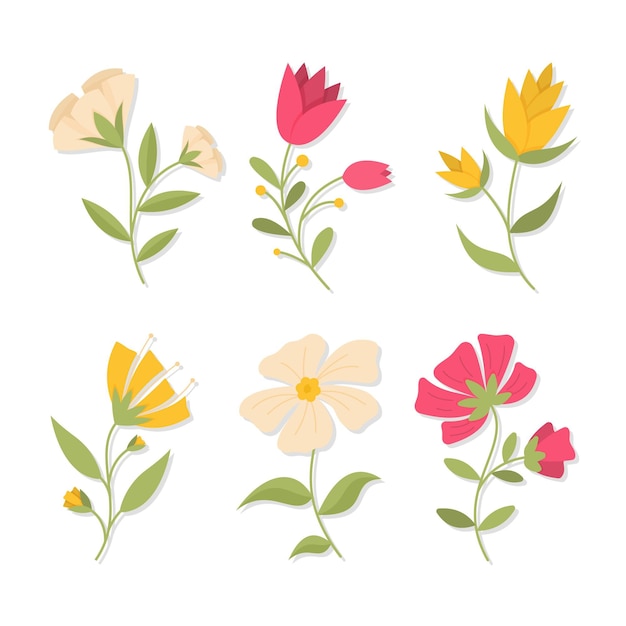 Vector gratuito colección de flores de primavera en diseño plano