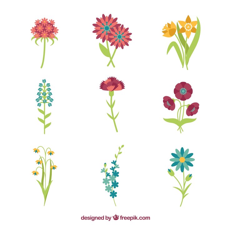 Vector gratuito colección de flores de primavera