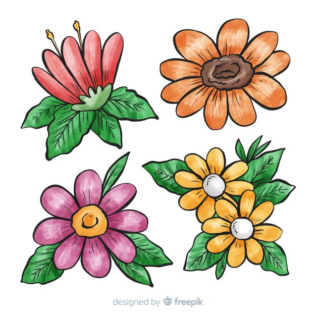 Colección de flores de primavera