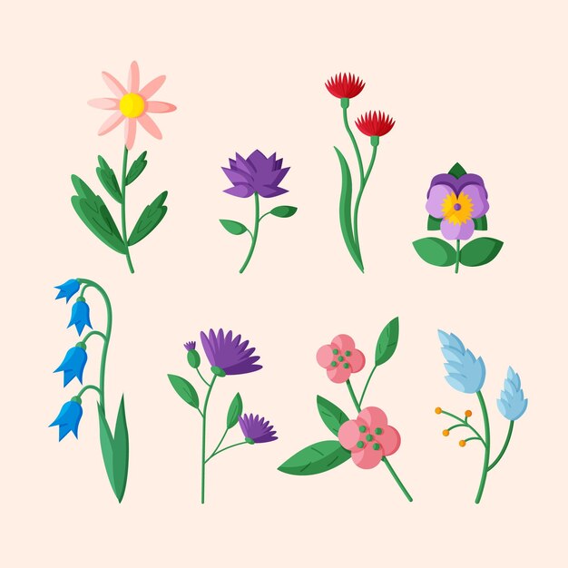 Colección de flores de primavera