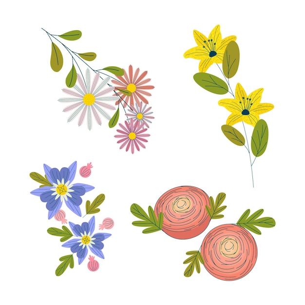 Vector gratuito colección de flores de primavera