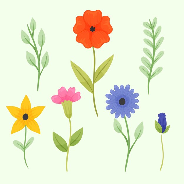 Colección de flores de primavera