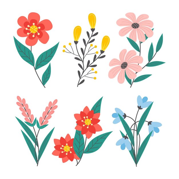 Colección de flores de primavera