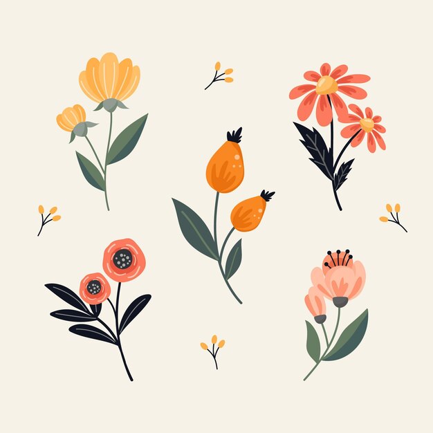 Colección de flores de primavera