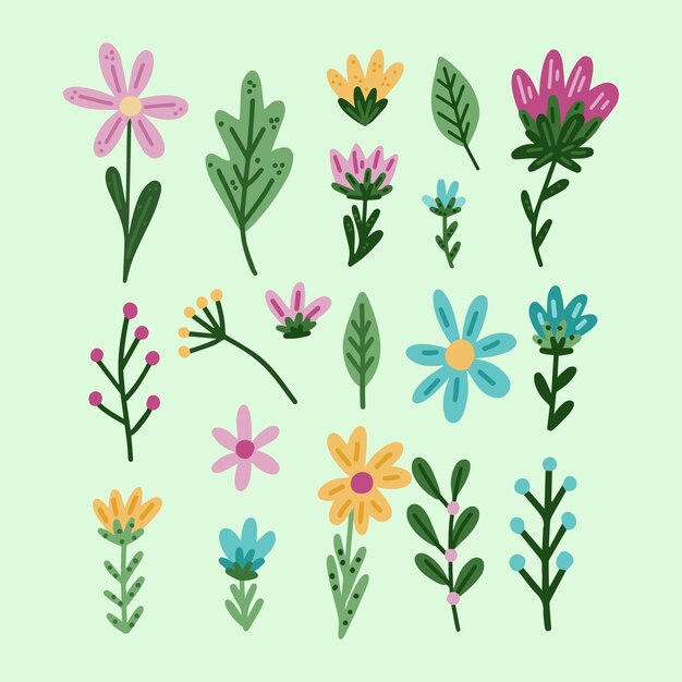 Colección de flores de primavera