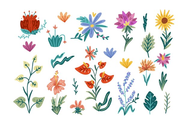 Colección de flores de primavera