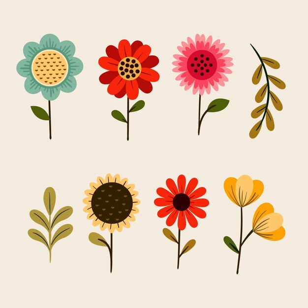 Colección de flores de primavera