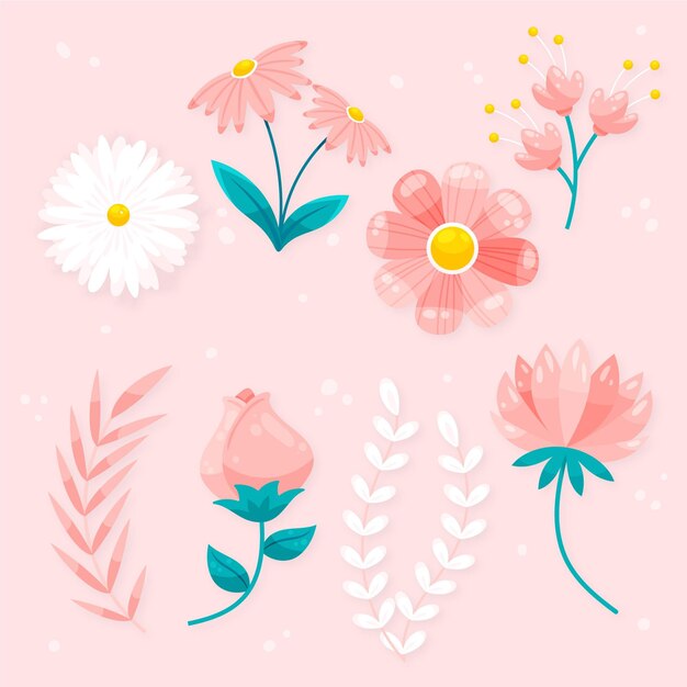Colección de flores de primavera