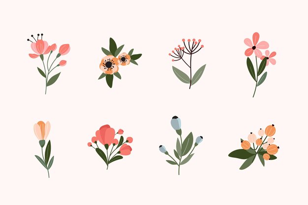 Colección de flores de primavera