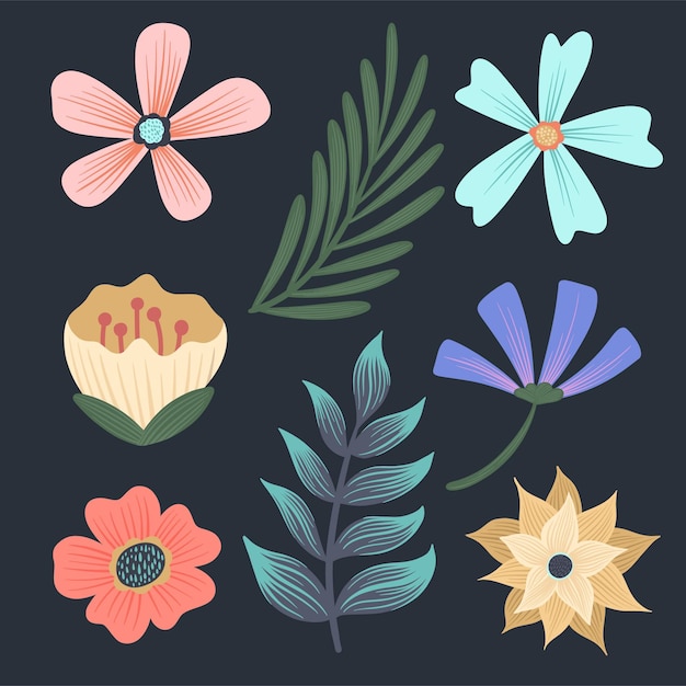 Vector gratuito colección de flores de primavera