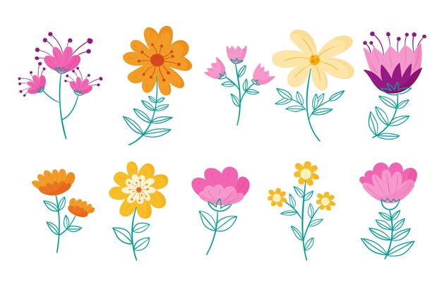 Colección de flores de primavera