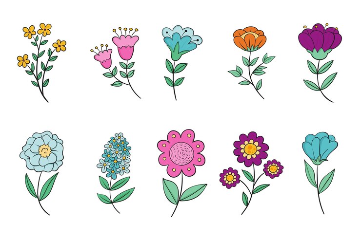 Vector gratuito colección de flores de primavera
