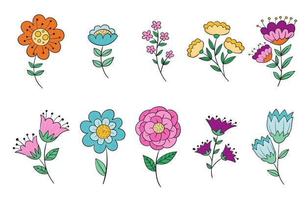 Colección de flores de primavera